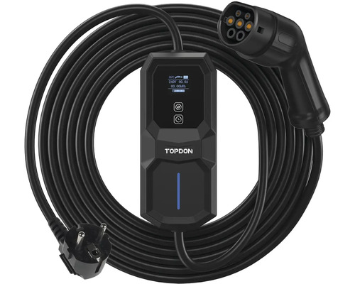 Nabíjací kábel Topdon pre elektrické vozidlá s konektorom a displejom