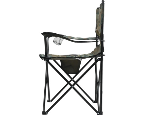 Kempingová stolička s podrúčkami a maskovacím vzorom