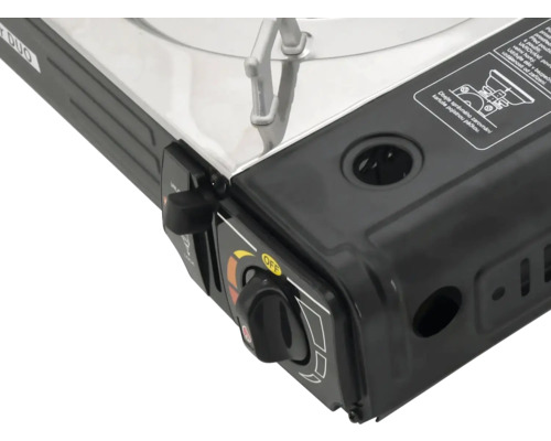 Plynový varič s ovládacím gombíkom a aretáciou kartuše