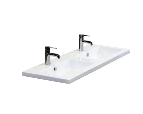 Dvojité umývadlo s dvomi batériami do kúpeľne