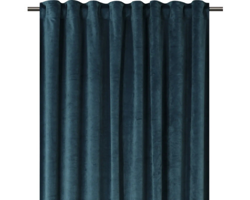 Modrý dekoratívny záves z látky s očkami