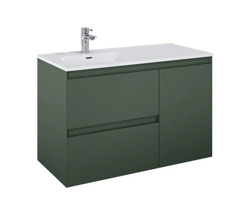 Skrinka pod umývadlo s dvoma zásuvkami, jednými dvierkami a umývadlom