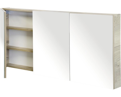 Zrkadlová skrinka s dvomi dvierkami a otvorenými policami