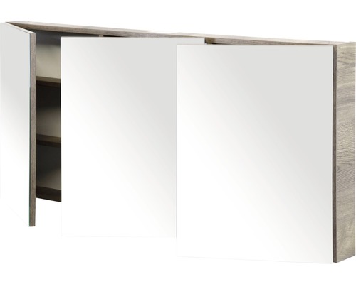 Zrkadlová skrinka s tromi dvierkami a policami