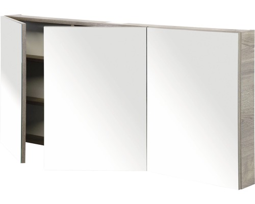 Zrkadlová skrinka s tromi dvierkami a policami