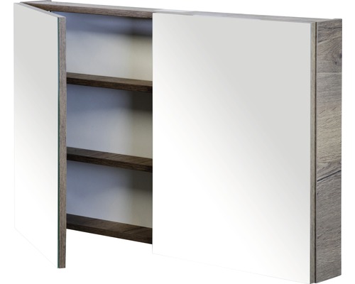 Zrkadlová skrinka s dvomi dvierkami a policami