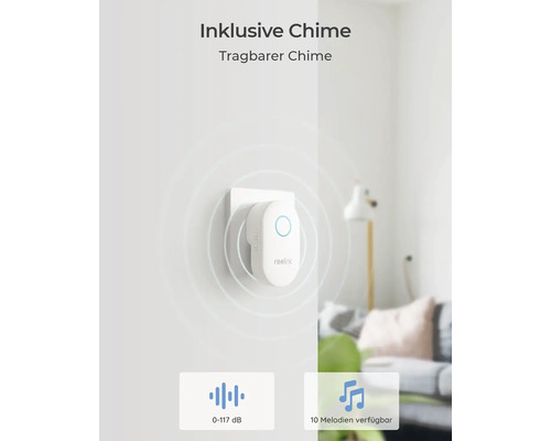 Reolink prenosný gong v cene, 0 až 117 decibelov, k dispozícii 10 melódií