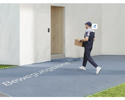 Pohybová zóna pred domom so zvončekom a doručovateľom balíkov