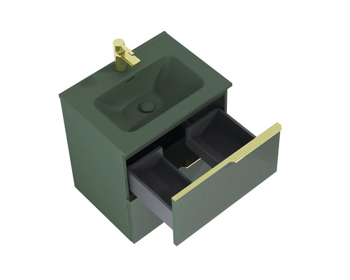 Umývadlová skrinka s otvoreným zásuvným výsuvom a batériou