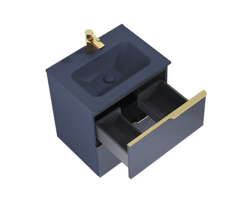 Umývadlová skrinka s otvoreným zásuvkovým systémom a armatúrou