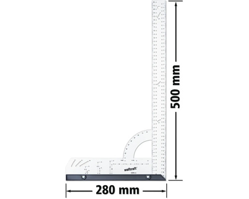 Wolfcraft uholník s rozmermi 500 x 280 milimetrov