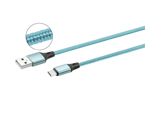 USB-C kábel s opleteným textilným plášťom a USB-A konektorom