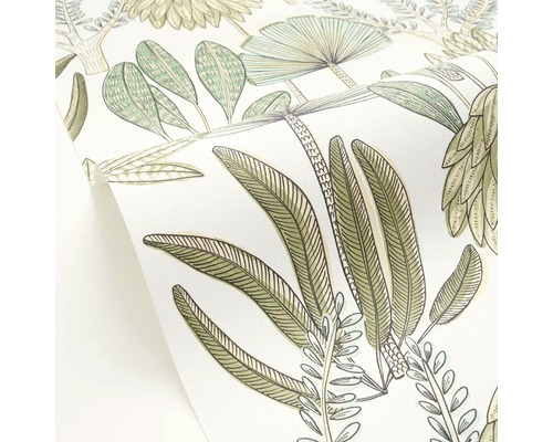 Rolka tapety s botanickým motívom listov v prírodných tónoch