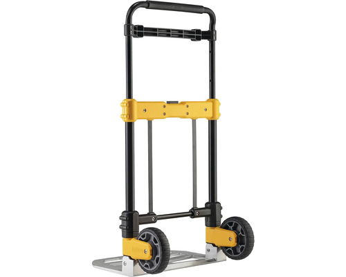 Zložený vozík na batožinu s kolieskami a nastaviteľnou rukoväťou.