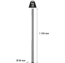 Obrázok podpornej tyče s rozmermi 1150 mm dĺžky a 60 mm priemeru, maximálna nosnosť 75 kg.