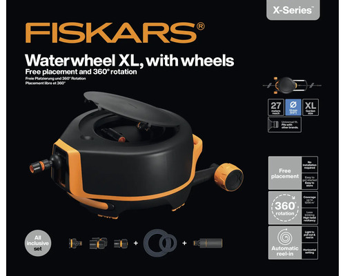 Fiskars Navijak na hadicu XL s kolieskami, voľné umiestnenie a otáčanie o 360 stupňov