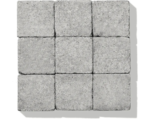 Deväť sivých betónových dlaždíc usporiadaných do štvorca