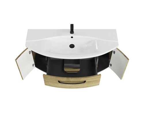 Umývadlo so skrinkou s otvorenou spodnou skrinkou a výsuvom