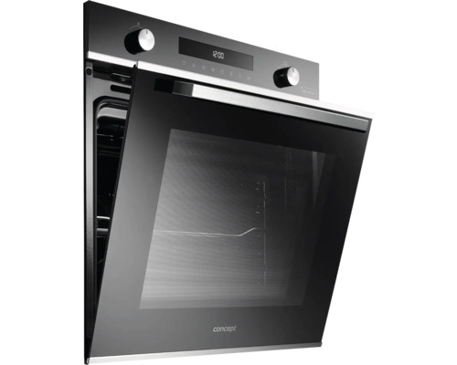 Vstavaná rúra s otvorenými dverami a digitálnym displejom