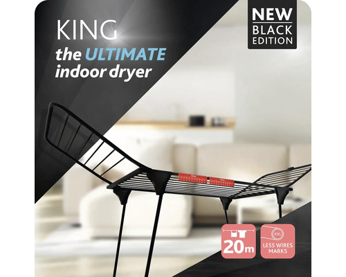 Čierny sušiak na bielizeň pre vnútorné použitie