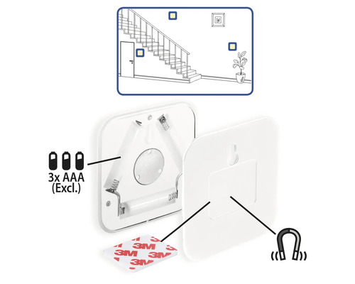 LED svetlo na batérie na montáž na stenu s magnetickým upevnením