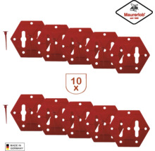 Desať upevňovacích dosiek Mauererlob s klincami