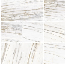 Dlažba Obklad imitácia mramoru LUCCA Bianco Gold mat 120x120 cm