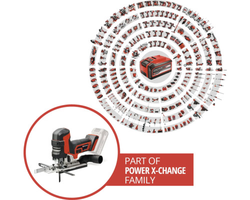 Rad Einhell Power X-Change s akumulátorovou priamočiarou pílou a akumulátorom