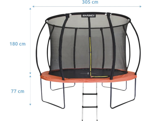Trampolína so sieťou a rebríkom, priemer 305 cm, výška 180 cm