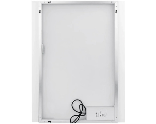 Zadná strana zrkadlovej skrinky LED s upevnením a elektrickou prípojkou