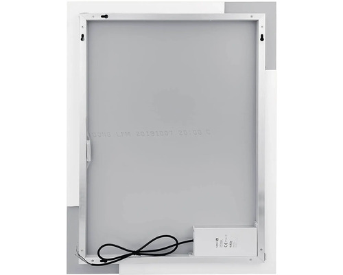 Zadná strana LED zrkadla s káblom a upevňovacími prvkami