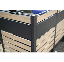 Zástena na ochranu súkromia z hliníka a drevených lamiel