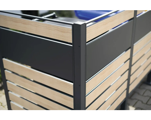 Zástena na ochranu súkromia z hliníka a drevených lamiel