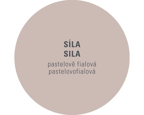 Textová grafika s nápisom Sila, pastelová fialová