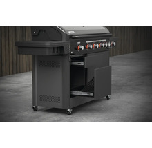 Gril s otvorenými zásuvkami a kolieskami