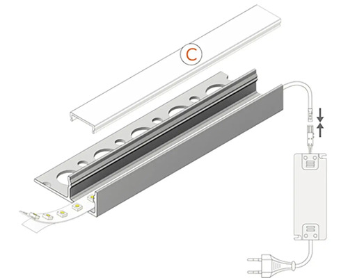 Návod na inštaláciu LED svietidla s profilom a napájacím zdrojom