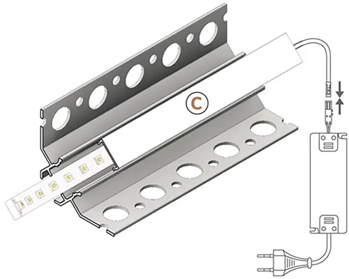 LED profil s LED pásikom, transformátorom a pripojením