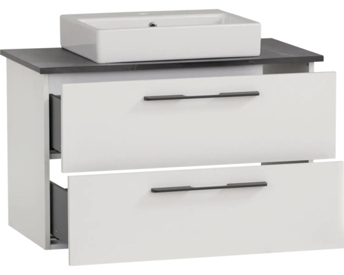 Skrinka pod umývadlo s dvomi zásuvkami a umývadlom na dosku