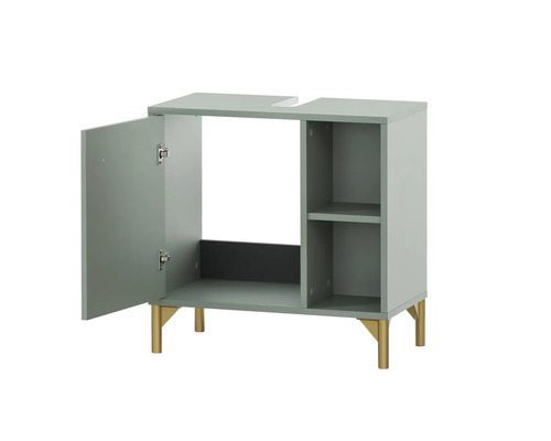 Skrinka pod umývadlo s dvierkami, úložnými priehradkami a nožičkami