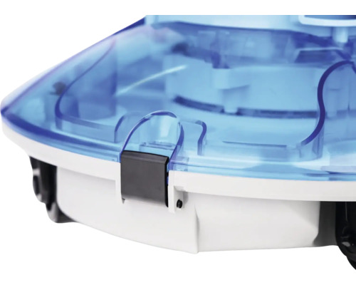 Detailný pohľad na čistič bazéna s priehľadným puzdrom