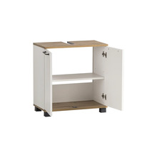 Skrinka pod umývadlo s otvorenými dvierkami a vnútornou policou