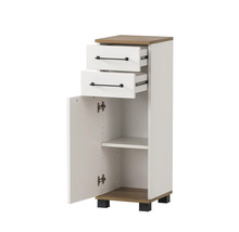 Kúpeľňová skrinka s dvomi zásuvkami, dvierkami a policou