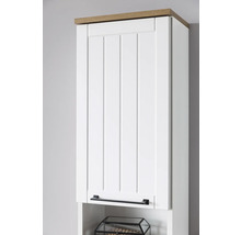 Vysoká skrinka s dvierkami, drevenou doskou a rukoväťou