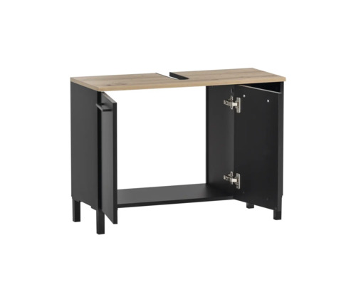 Skrinka pod umývadlo s dvomi otvorenými dvierkami a úložnou policou