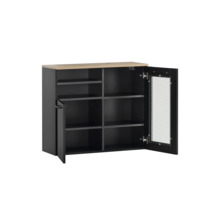 Skriňa s policami a dverami s ryhovaným sklom