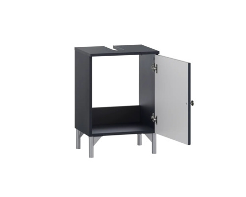 Skrinka pod umývadlo s otvorenými dvierkami a nožičkami