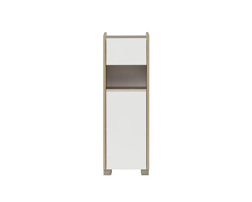 Vysoká skrinka s jednými dvierkami a otvorenou priehradkou do kúpeľne