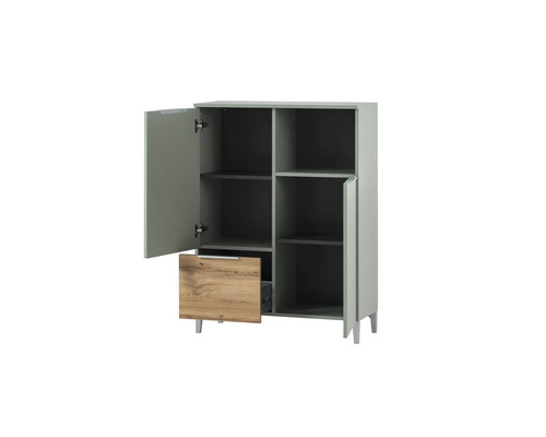 Skriňa s dvomi dvierkami, jednou priehradkou a policami