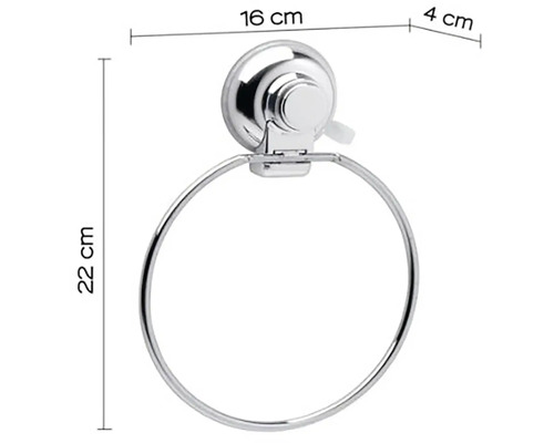 Kruhový držiak na uteráky s prísavkou, výška 22 cm a šírka 16 cm