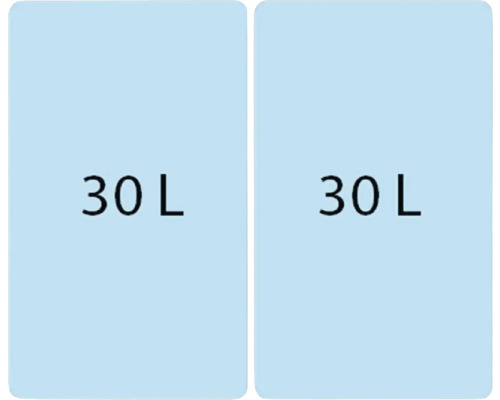 Dve nádoby, každá s objemom 30 litrov